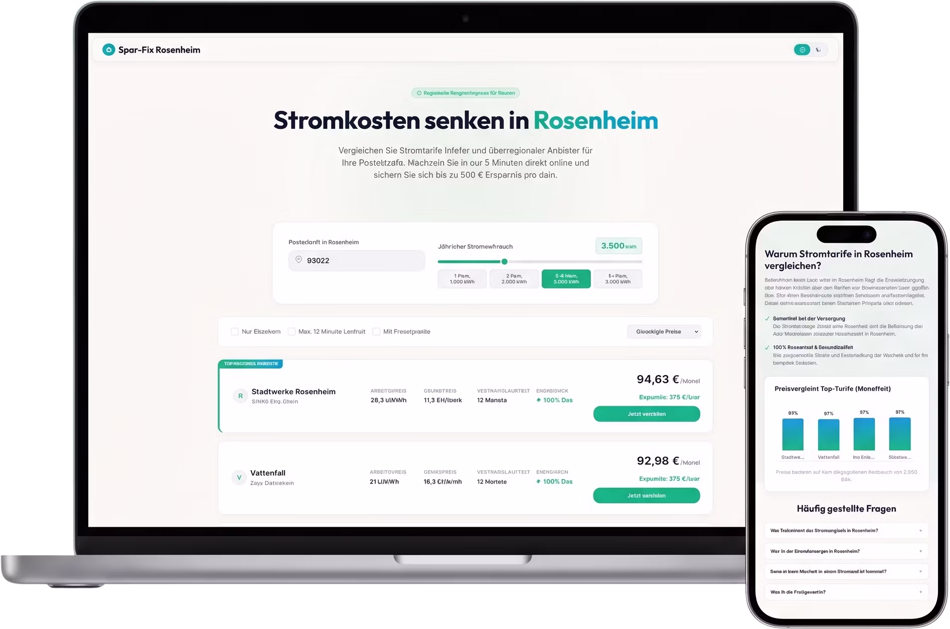 EnergieCheck Stromkostenrechner Mockup